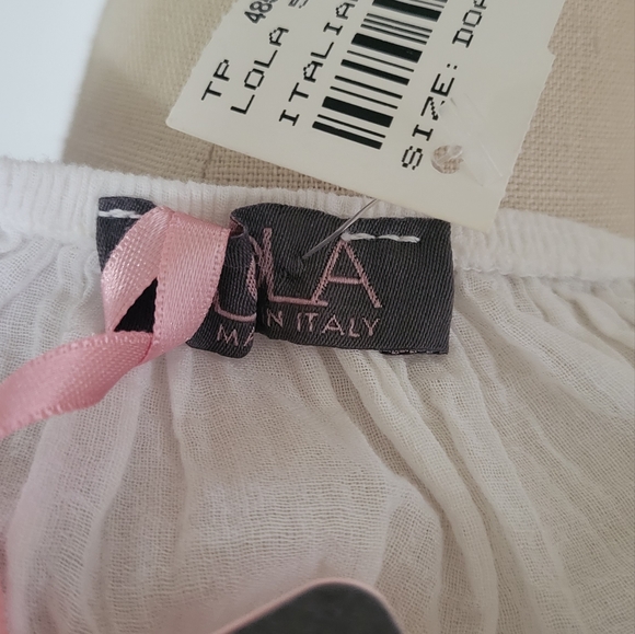 LOLA Italian Linen Blouse  Womens White Size Large - Picture 5 of 6